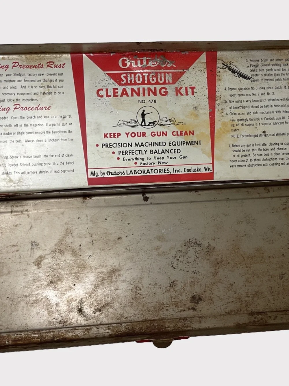Antique Metal Outers Gunslick 12 Ga. Shotgun Cleaning Kit Tin (Model No. 478)